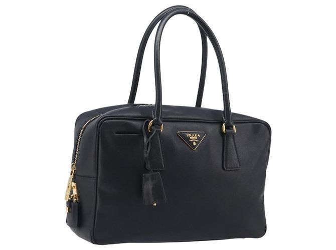 PRADA Sac à main cuir Saffiano Noir Or
