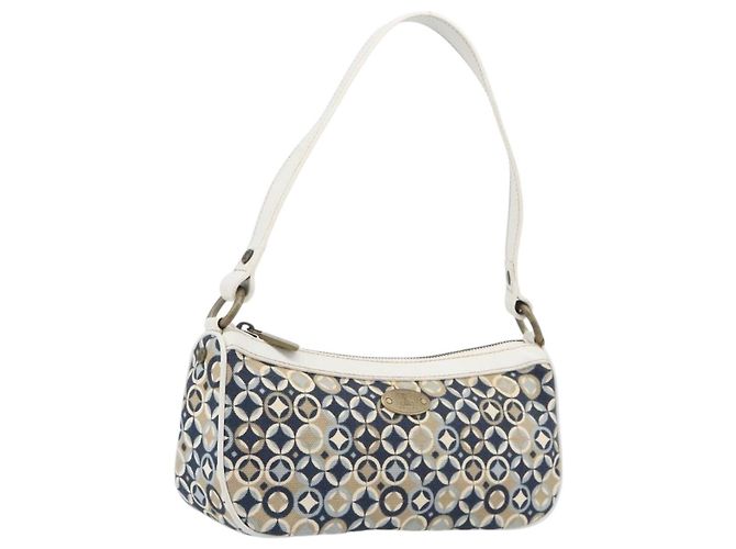 Céline CELINE Bolsa de Mão Canvas Navy Tom Dourado