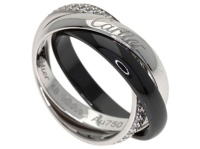 Cartier Trinity Ceramic SM Pave Diamond Ring