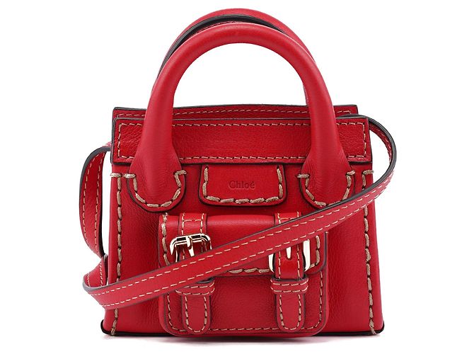 Chloé Micro Edith Tasche aus rotem Leder