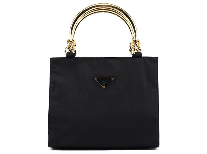 Prada Borsa Tote Tessuto Metallo Navy