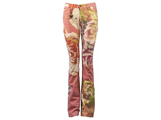Roberto Cavalli Just Cavalli Vaqueros Bootcut Estampado de Rosas Años 2000