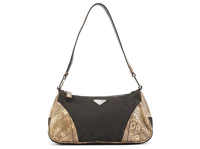 Prada Hobo-Bag in grün-gelber Kunst-Python-Optik