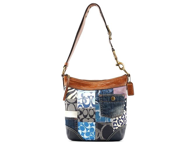 Coach 10812 Blue Denim Patchwork Shoulder Bag