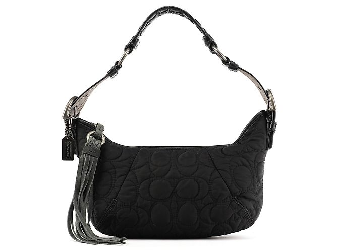 Coach Bolsa de ombro de nylon acolchoada preta