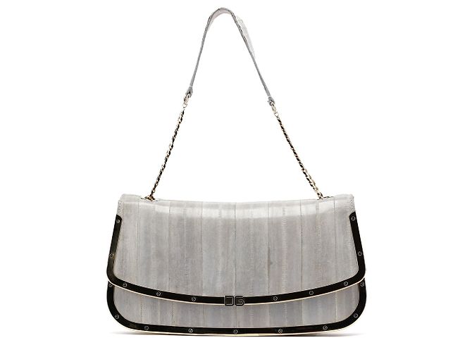 Dolce & Gabbana Bolsa de Ombro DG em Couro Cinza e Dourado