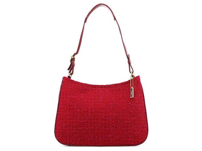 Coach  mala de ombro em couro e tweed rosa