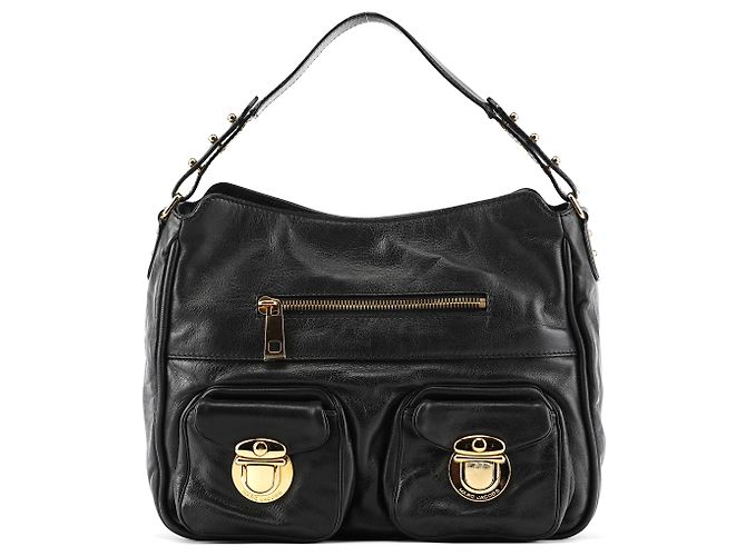 Marc Jacobs Bolsa de Ombro Angela Multi-Pocket em Couro Preto