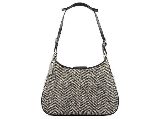 Coach 8121 Grey Herringbone Wool Shoulder Bag