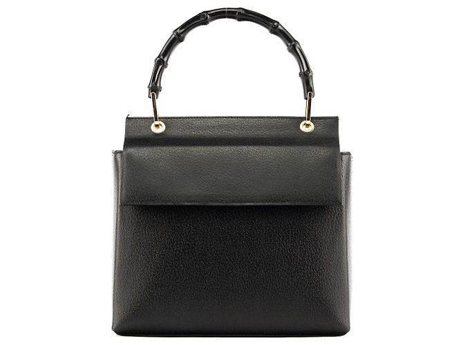 Bamboo Gucci Borsa in pelle nera con manico in bambù