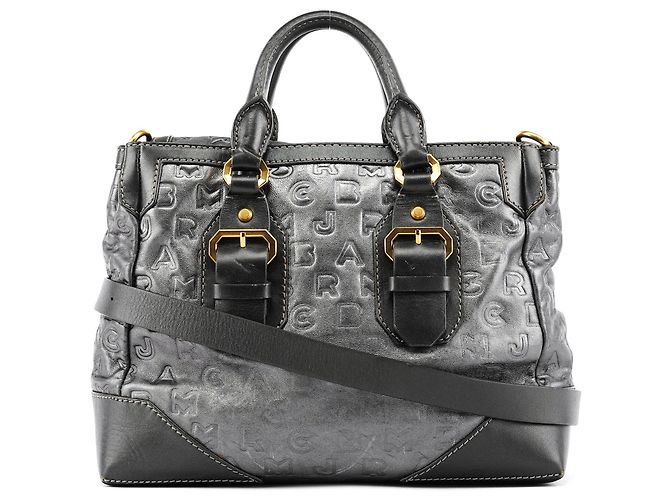 Marc Jacobs Grey Leather Embossed Logo 2-Way Bag