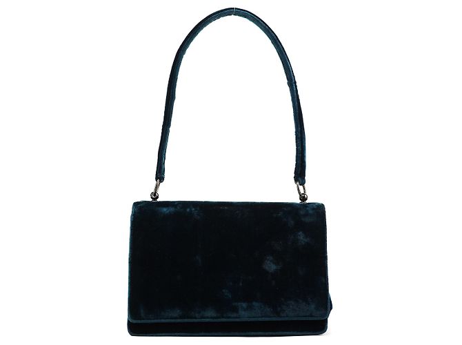 Prada B7595 Deep Blue Velluto Righe Shoulder Bag