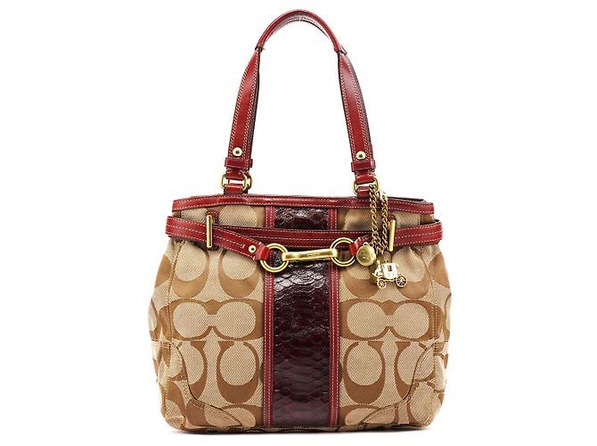 Coach 12466 Sac Cabas Hamptons en Python Beige Burgundy