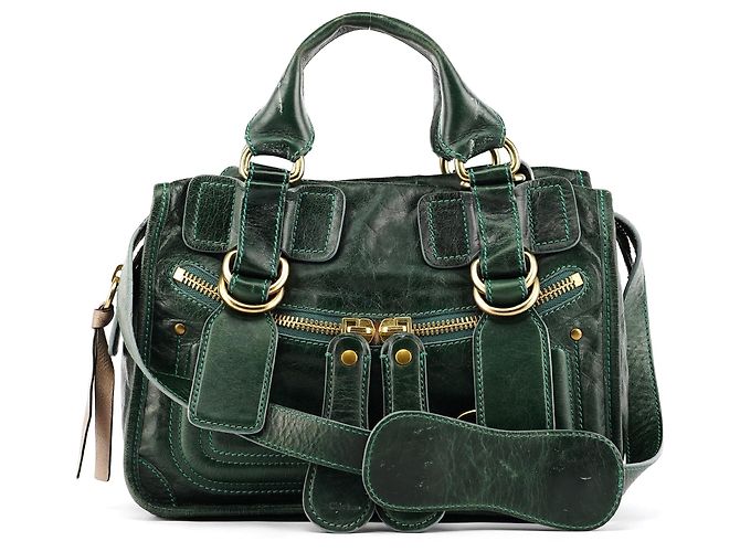 Chloé Bolsa Bay 2-Way em couro verde