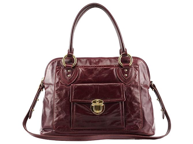 Marc Jacobs Bolso 2-Way con bolsillo de cuero burdeos
