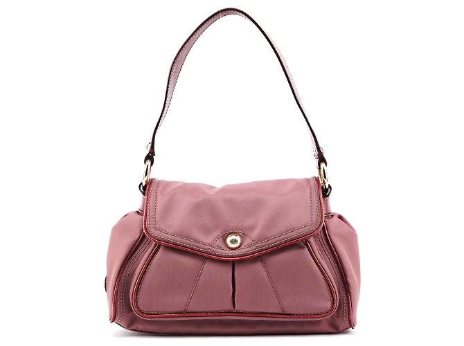 Céline Bolsa de ombro com aba em nylon e couro rosa