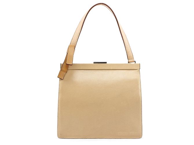 Miu Miu Bolsa de mão clutch em couro bege