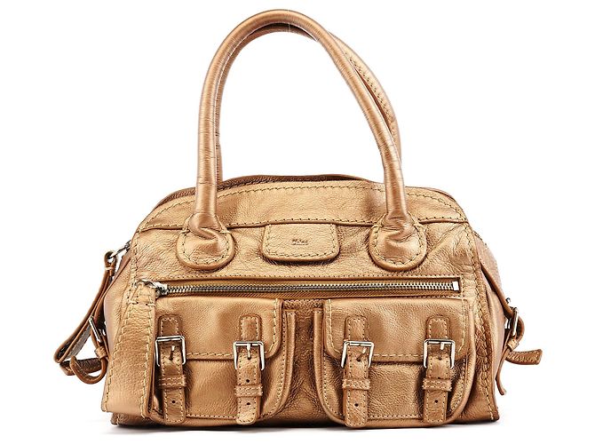 Chloé Sac cabas Edith en cuir bronze métallisé