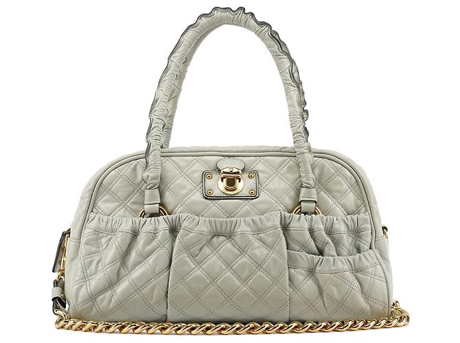 Marc Jacobs Saco Tote Stam em pele acolchoada cinzenta