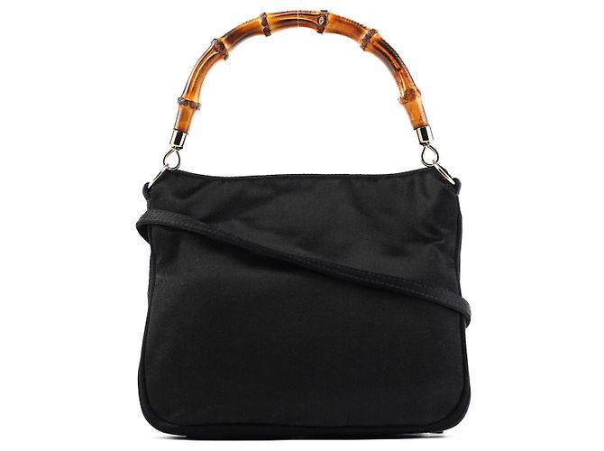Bamboo Gucci Mini Bolsa 2-Way de Cetim Preto e Bambu