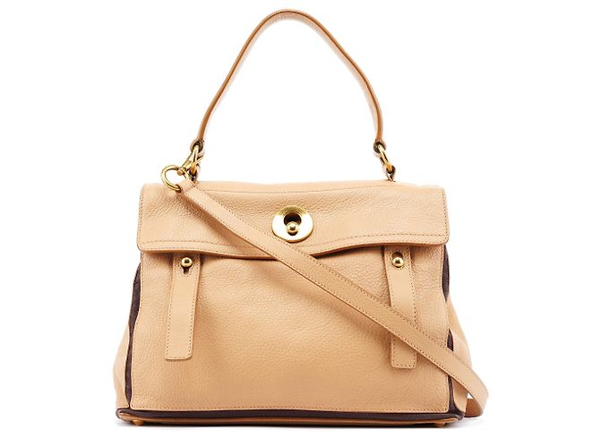 Yves Saint Laurent Bolsa 2-Way Muse Two em couro bege