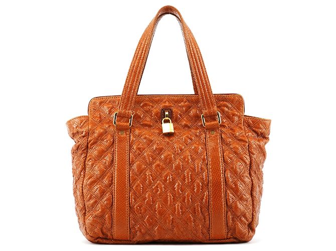 Marc Jacobs mala tote em pele acolchoada com relevo de cobra tan