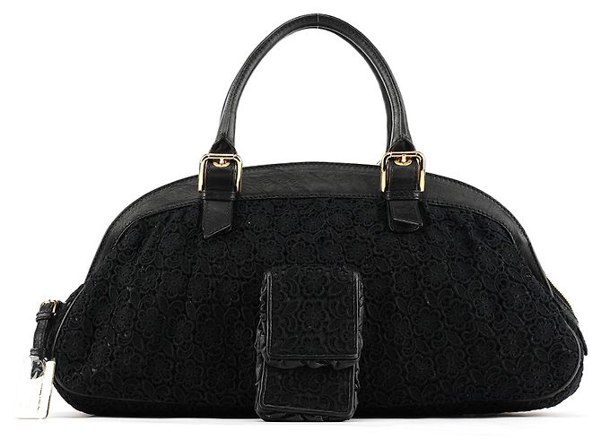Dolce & Gabbana Borsa Boston in pelle e pizzo nero
