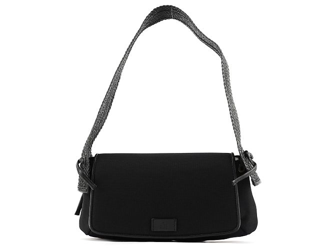 Gucci 106295 Mala de ombro em nylon e couro preto