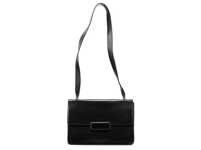 Prada Bolsa de ombro com aba B7417 em couro preto