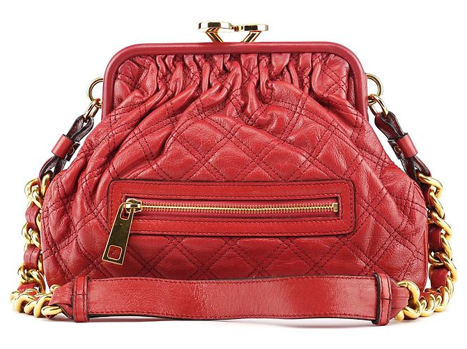 Marc Jacobs Bolsa de Ombro Little Stam em Couro Acolchoado Vermelho