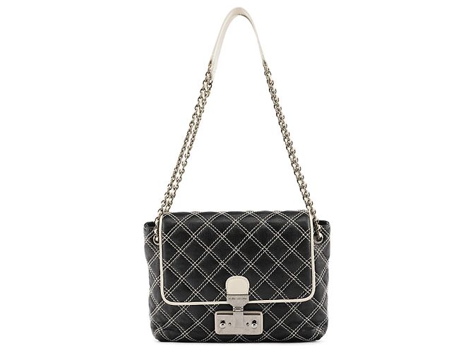 Marc Jacobs  mala de ombro com aba em couro acolchoado preto e branco