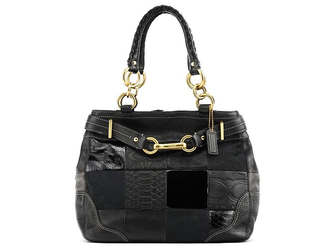 Coach Sac cabas Hamptons 12454 en cuir patchwork noir