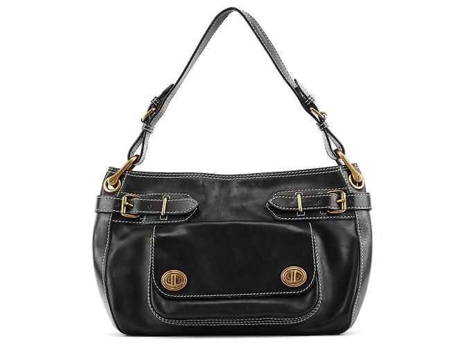 Marc Jacobs Borsa a tracolla in pelle nera con chiusura turnlock