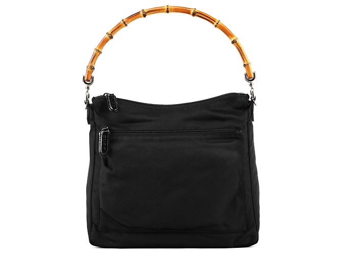 Bamboo Gucci Bolsa de Ombro em Nylon Preto com Bambu