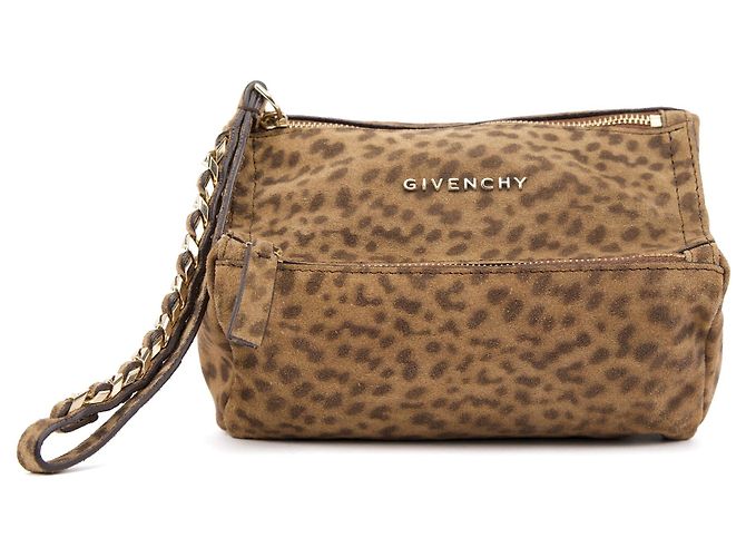 Givenchy Sac pochette Pandora en daim léopard