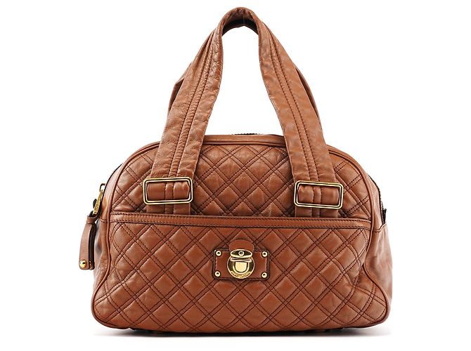 Marc Jacobs Sac bowling en cuir matelassé marron clair