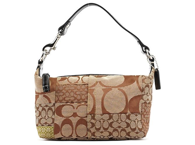 Coach Mini Pochette Bag Patchwork Signature Beige
