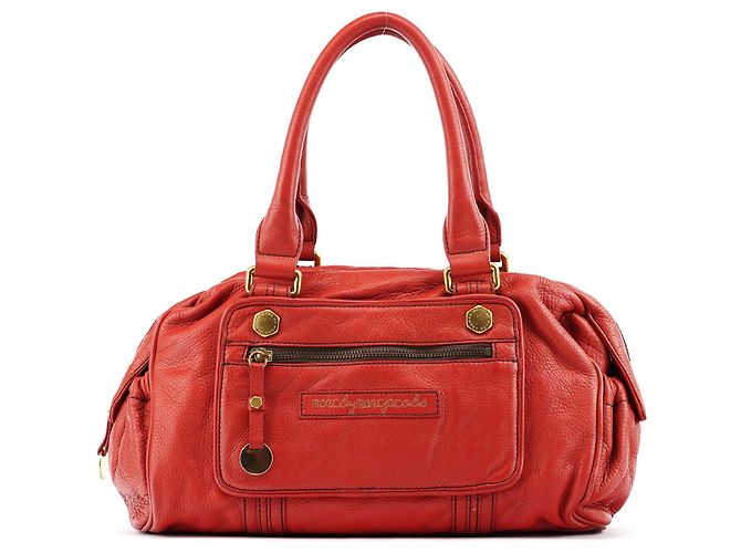 Marc by Marc Jacobs Bolso Bowling de cuero rojo con bolsillo frontal