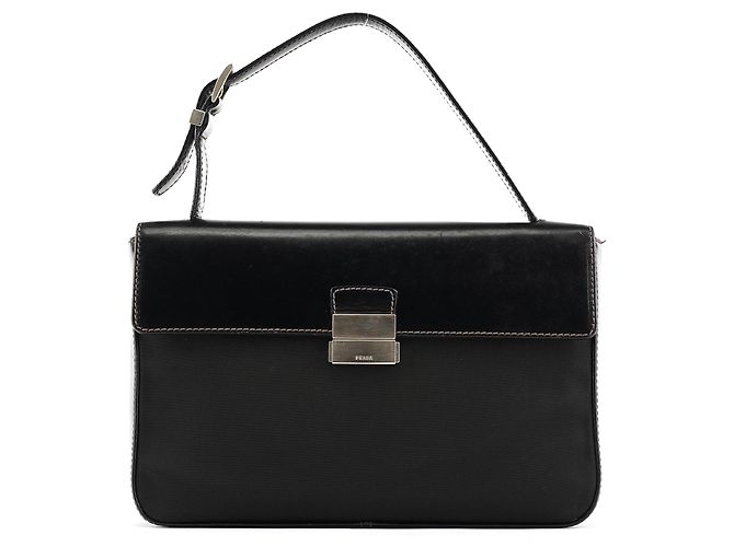 Prada Borsa con manico Tessuto Vitello nera