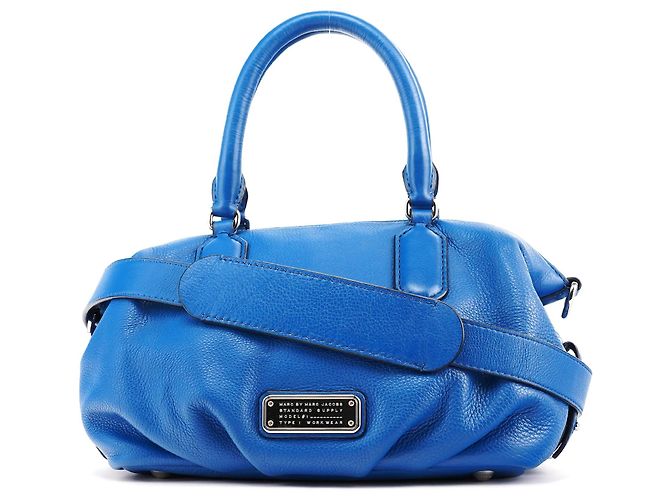 Marc by Marc Jacobs Bolsa Bowling Classic Q em couro granulado azul