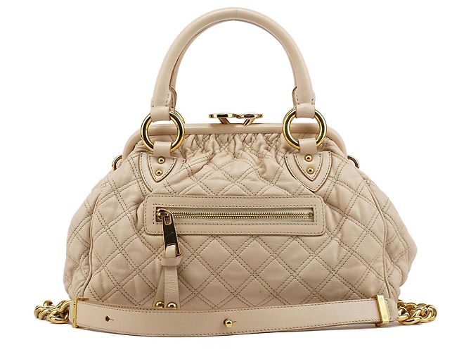 Marc Jacobs Mini mala 2-way Stam em pele acolchoada marfim