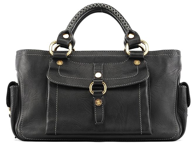 Céline Sac cabas Boogie en cuir noir