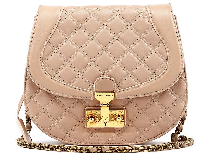 Marc Jacobs  mala de ombro em pele acolchoada bege com fivela
