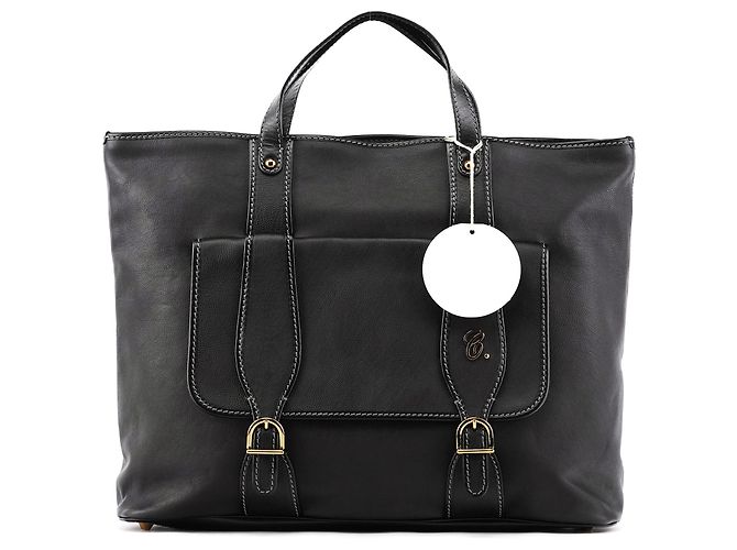 Chloé Borsa Tote in pelle nera con tasca frontale