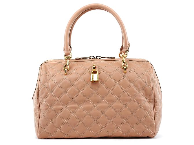 Marc Jacobs Bolsa Bowling em couro acolchoado Rosa Bege