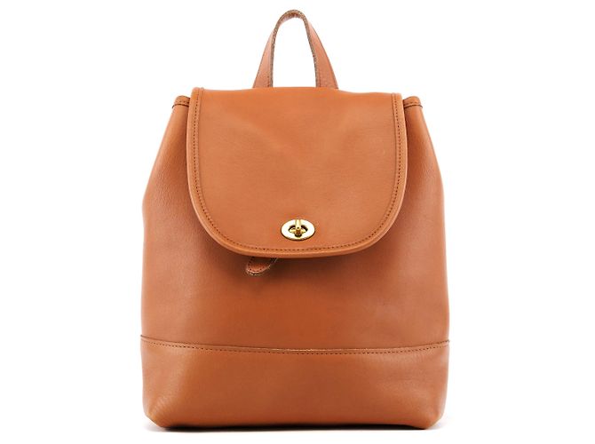 Coach 9791 Tan Leather Turnlock Backpack Bag