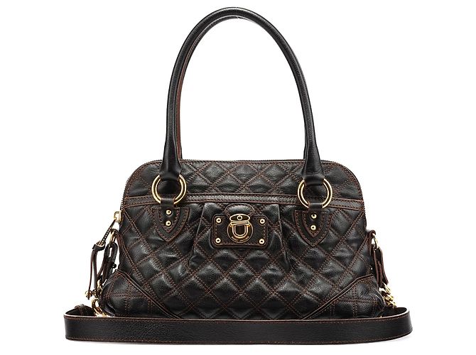 Marc Jacobs  mala 2-Way em pele acolchoada castanho escuro