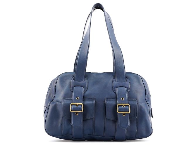 Marc Jacobs Borsa Tote in pelle con tasche blu navy