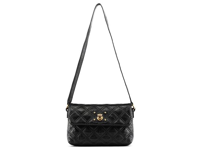 Marc Jacobs Bolsa de Ombro com Aba em Pele Matelassada Preta