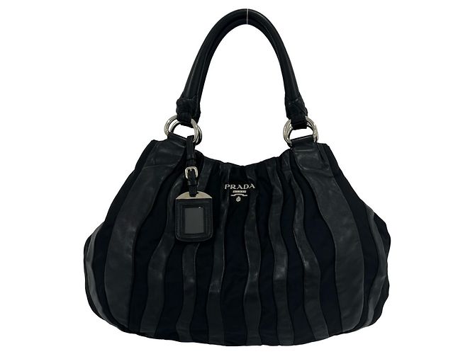 Prada Logo Hardware Stripe Tote Bag